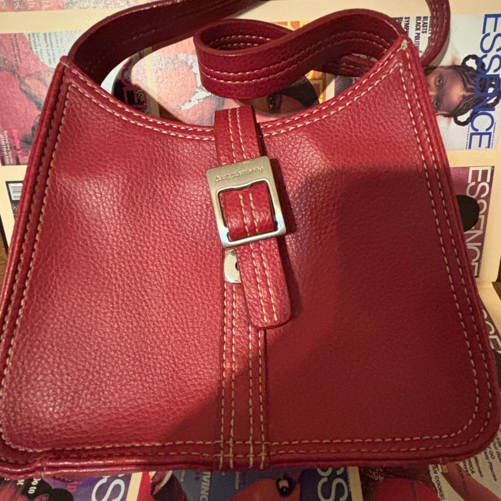 Liz Claiborne Red Pebbled Leather Shoulder Bag